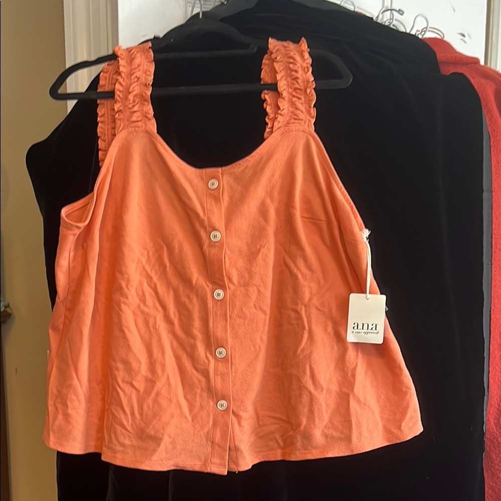 a.n.a Women's Orange Button-Down Top
